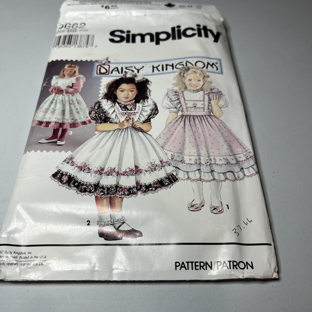 Simplicity Sewing Pattern 0662 Daisy Kingdom Childs Size BB 5-6X UNCUT Pinafore